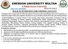 Emerson University Multan Jobs 2023